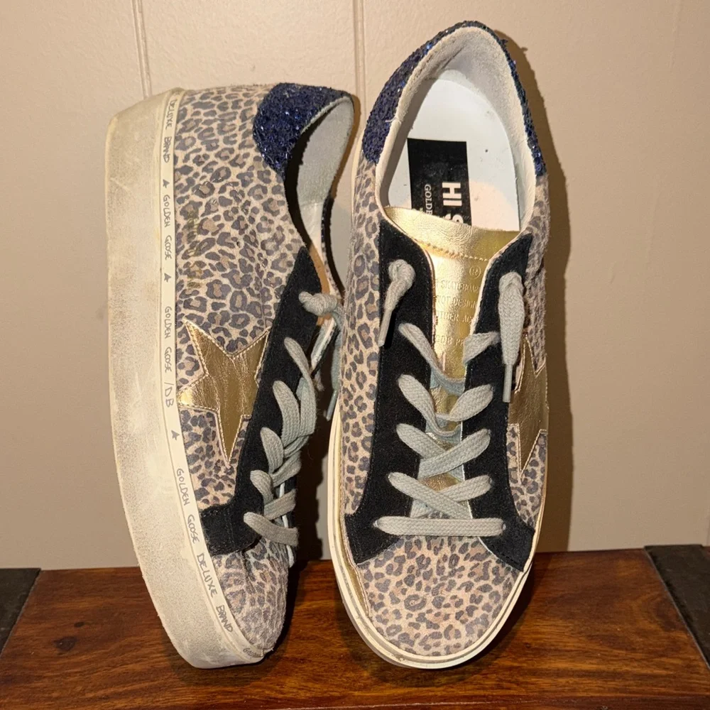 Golden Goose Leopard Print Low-Top Sneakers with Gold Star - Picture 3 of 6